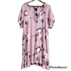 Liv Los Angeles romantic peasant boho floral embroidered dress